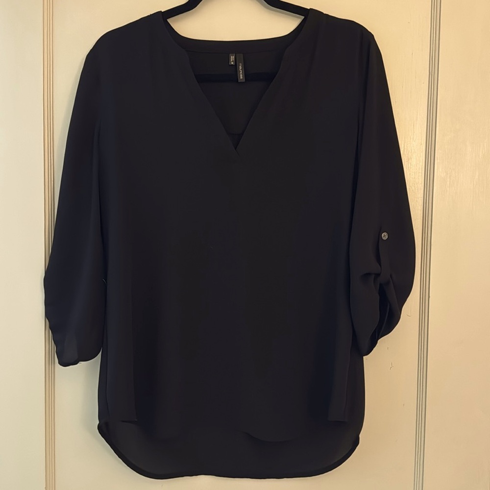 Sheer Black Top with Adjustable Sleeve
